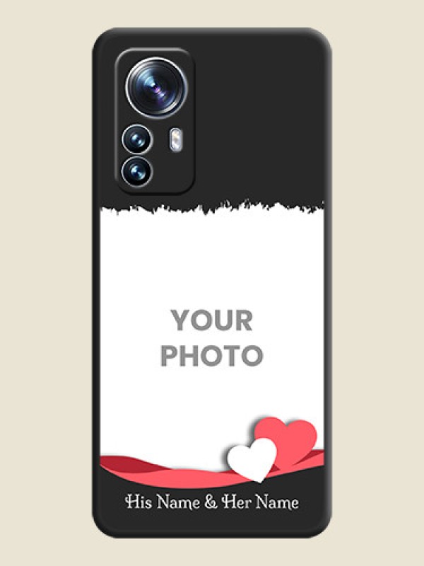 Custom Pin Color Love Shaped Ribbon Design with Text on Space Black Custom Soft Matte Phone Back Cover - Xiaomi 12 Pro 5G - alternate view