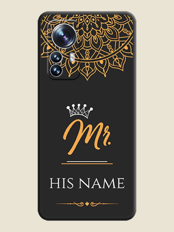 Custom Mr Name with Floral Design  on Personalised Space Black Soft Matte Cases - Xiaomi 12 Pro 5G - alternate view