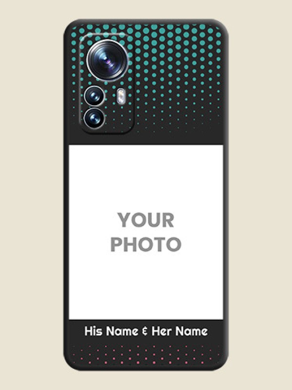 Custom Faded Dots with Grunge Photo Frame and Text on Space Black Custom Soft Matte Phone Cases - Xiaomi 12 Pro 5G - alternate view