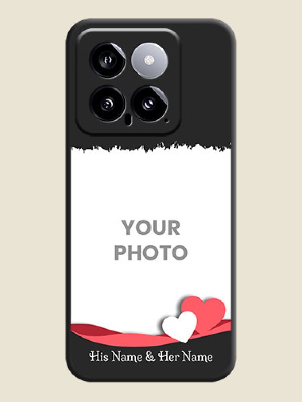 Custom Pink Color Love Shaped Ribbon Design with Text on Space Black Custom Soft Matte Phone Back Cover - Xiaomi 14 5G - alternate view