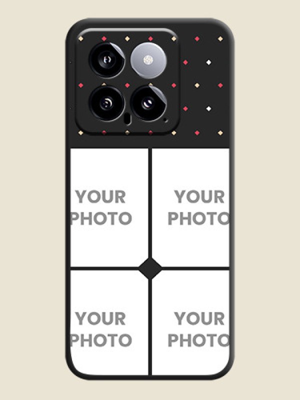 Custom Multicolor Dotted Pattern with 4 Image Holder on Space Black Custom Soft Matte Phone Cases - Xiaomi 14 5G - alternate view
