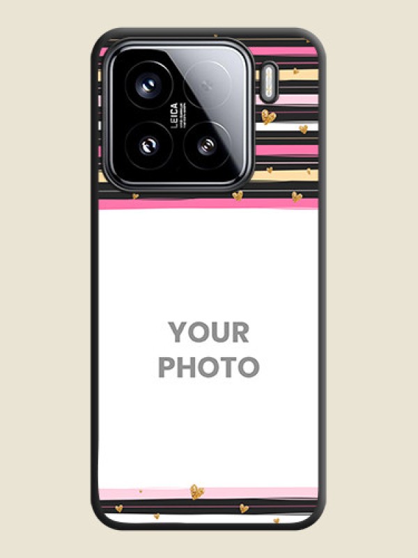 Custom Multicolor Lines and Golden Love Symbols Design on Photo On Space Black Custom Soft Matte Mobile Back Cover - Xiaomi 15 5G - alternate view