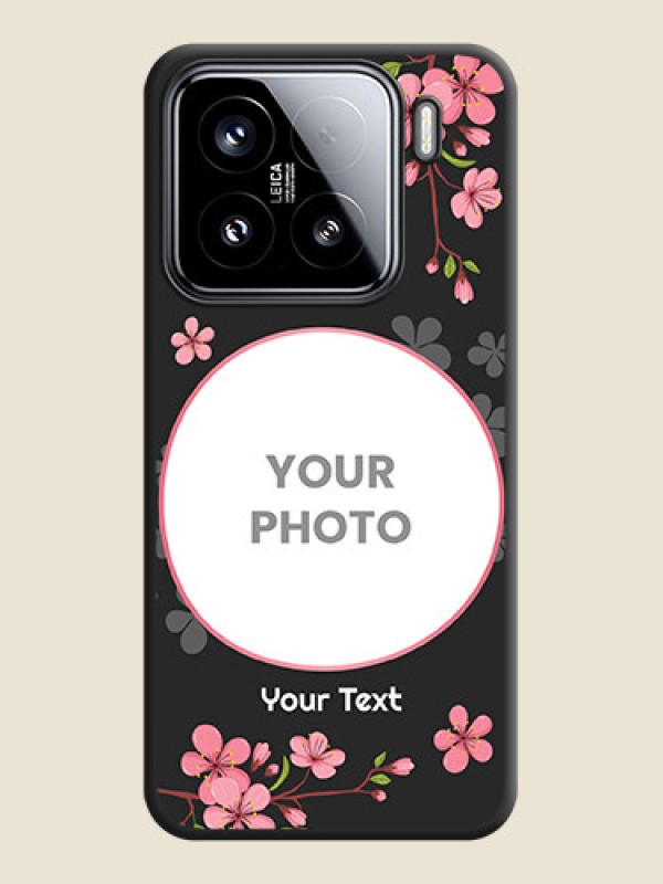 Custom Round Image with Pink Color Floral Design on Photo On Space Black Custom Soft Matte Mobile Back Cover - Xiaomi 15 5G - alternate view