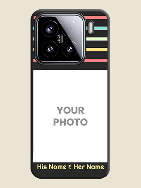 Custom Color Stripes with Photo and Text on Photo On Space Black Custom Soft Matte Mobile Back Cover - Xiaomi 15 5G - alternate view
