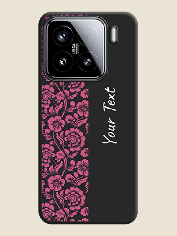 Custom Pink Floral Pattern Design With Custom Text On Space Black Custom Soft Matte Mobile Back Cover - Xiaomi 15 5G - alternate view