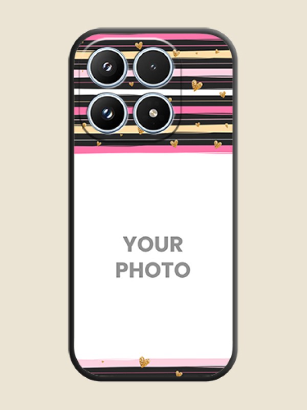 Custom Multicolor Lines and Golden Love Symbols Design on Photo On Space Black Custom Soft Matte Mobile Back Cover - Xiaomi 17 5G - alternate view