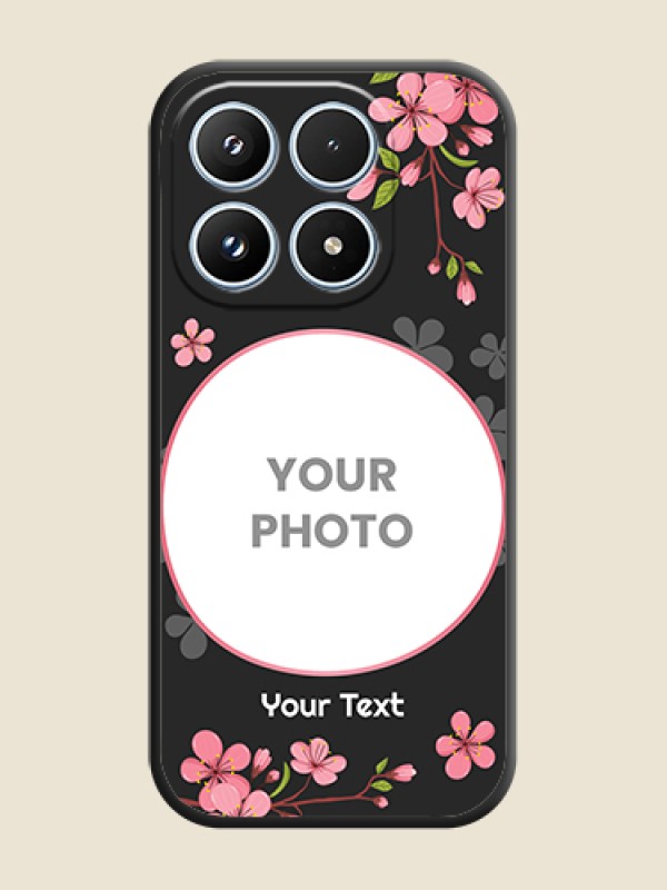 Custom Round Image with Pink Color Floral Design on Photo On Space Black Custom Soft Matte Mobile Back Cover - Xiaomi 17 5G - alternate view