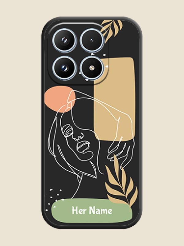 Custom Custom Text With Line Art Of Women & Leaves Design On Space Black Custom Soft Matte Mobile Back Cover - Xiaomi 17 5G - alternate view