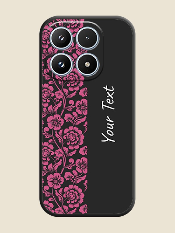 Custom Pink Floral Pattern Design With Custom Text On Space Black Custom Soft Matte Mobile Back Cover - Xiaomi 17 5G - alternate view