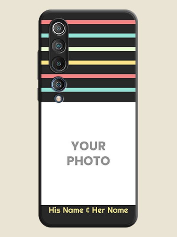 Custom Color Stripes with Photo and Text - Photo on Space Black Soft Matte Mobile Case - Mi 10 5G - alternate view