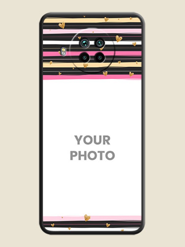 Custom Multicolor Lines and Golden Love Symbols Design on Photo on Space Black Soft Matte Mobile Cover - Mi 10i 5G - alternate view