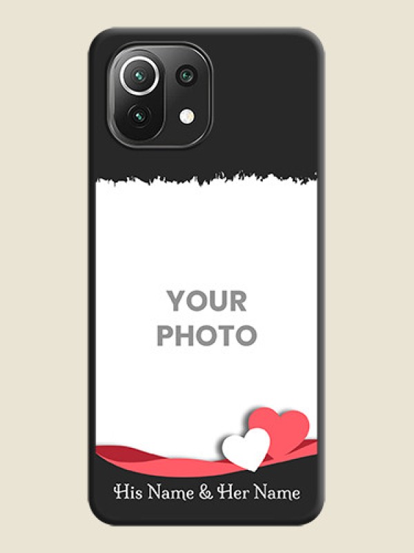 Custom Pin Color Love Shaped Ribbon Design with Text on Space Black Custom Soft Matte Phone Back Cover - Mi 11 Lite NE 5G - alternate view