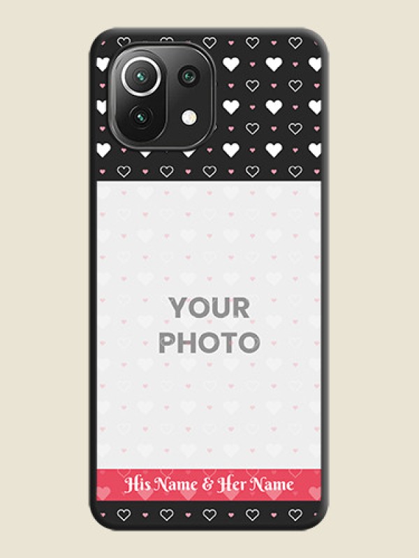 Custom White Color Love Symbols with Text Design on Photo on Space Black Soft Matte Phone Cover - Mi 11 Lite NE 5G - alternate view
