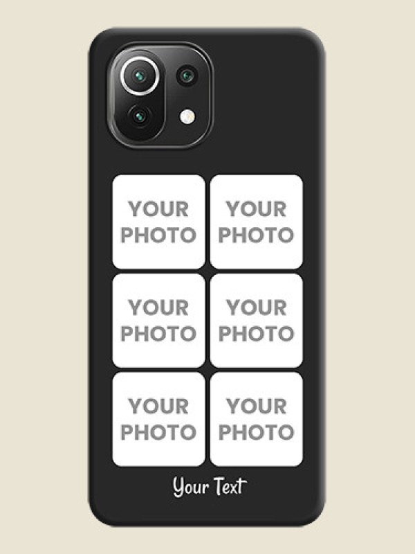 Custom Floral Art with 6 Image Holder on Photo on Space Black Soft Matte Mobile Case - Mi 11 Lite NE 5G - alternate view