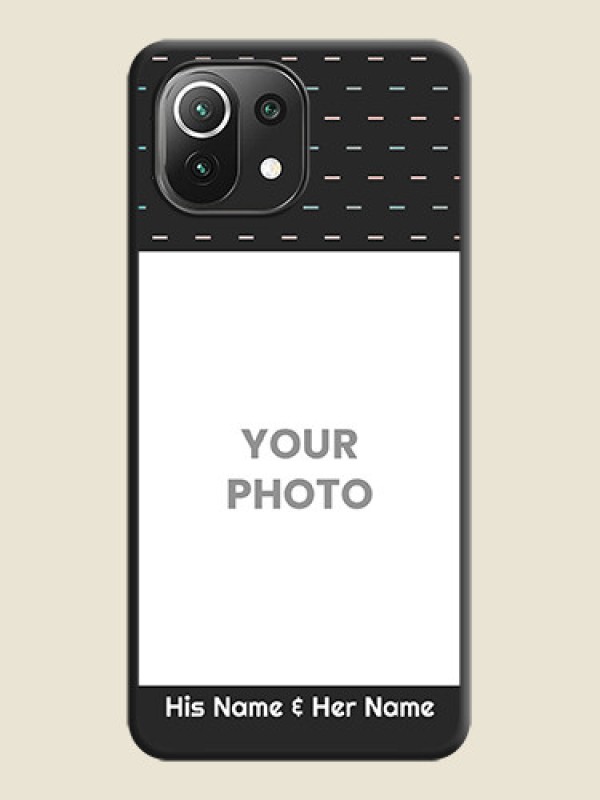 Custom Line Pattern Design with Text on Space Black Custom Soft Matte Phone Back Cover - Mi 11 Lite NE 5G - alternate view