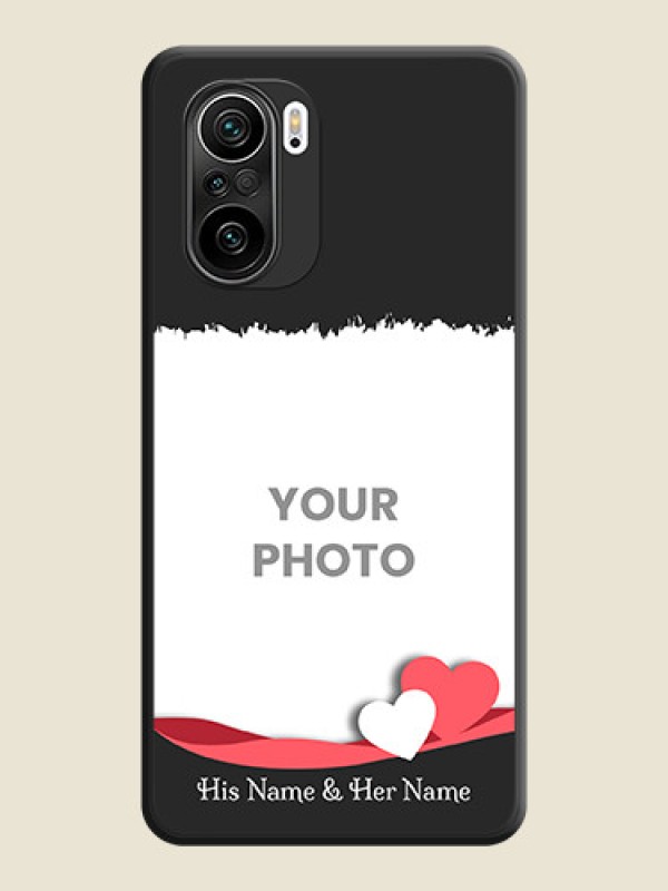 Custom Pin Color Love Shaped Ribbon Design with Text on Space Black Custom Soft Matte Phone Back Cover - Mi 11X - alternate view