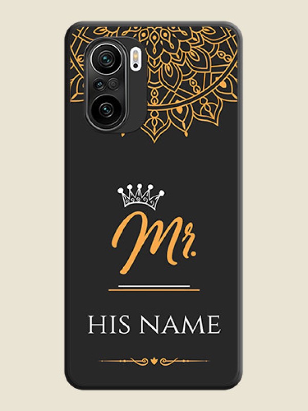 Custom Mr Name with Floral Design  on Personalised Space Black Soft Matte Cases - Mi 11X Pro - alternate view