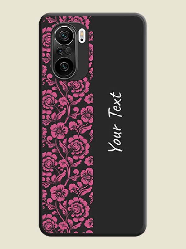 Custom Pink Floral Pattern Design With Custom Text On Space Black Personalized Soft Matte Phone Covers -Xiaomi Mi 11X Pro 5G - alternate view