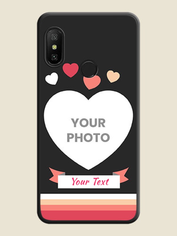 Custom Love Shaped Photo with Colorful Stripes on Personalised Space Black Soft Matte Cases - Mi A2 Lite - alternate view