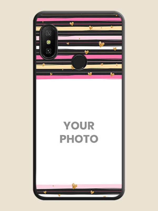 Custom Multicolor Lines and Golden Love Symbols Design on Photo on Space Black Soft Matte Mobile Cover - Mi A2 Lite - alternate view