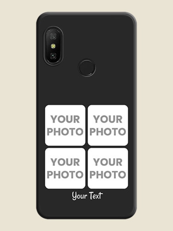 Custom Floral Art with 6 Image Holder on Photo on Space Black Soft Matte Mobile Case - Mi A2 Lite - alternate view