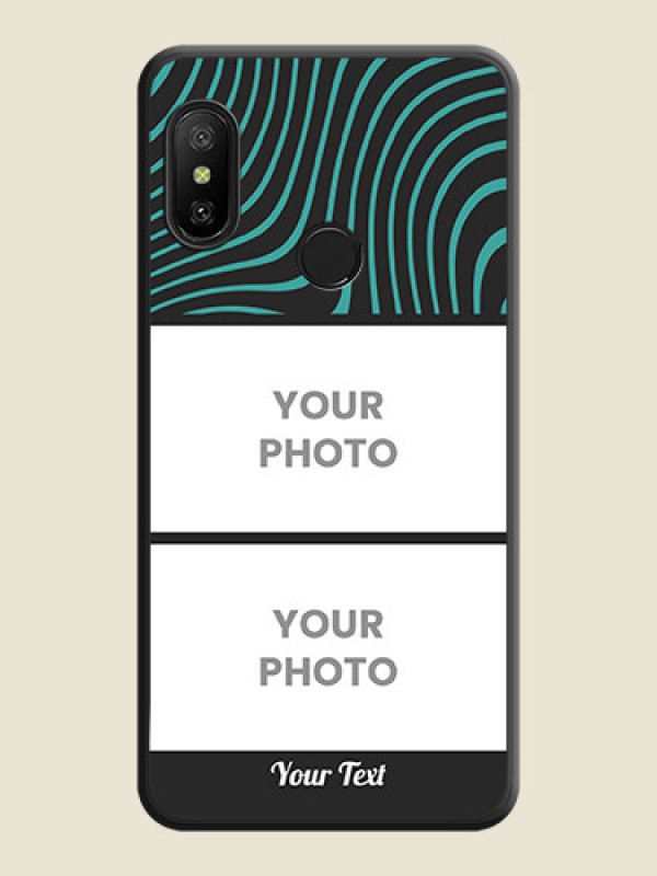 Custom Wave Pattern with 2 Image Holder on Space Black Personalized Soft Matte Phone Covers - Mi A2 Lite - alternate view