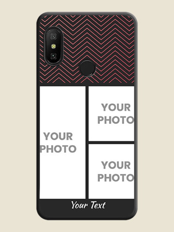 Custom Wave Pattern with 3 Image Holder on Space Black Custom Soft Matte Back Cover - Mi A2 Lite - alternate view
