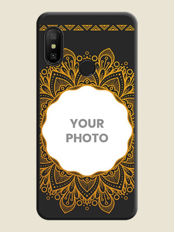 Custom Round Image with Floral Design on Photo on Space Black Soft Matte Mobile Cover - Mi A2 Lite - alternate view