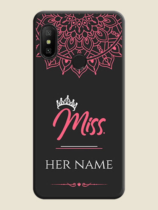Custom Mrs Name with Floral Design on Space Black Personalized Soft Matte Phone Covers - Mi A2 Lite - alternate view