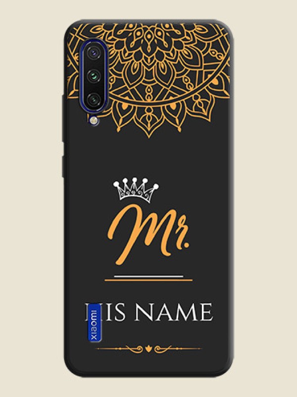 Custom Mr Name with Floral Design  on Personalised Space Black Soft Matte Cases - Mi A3 - alternate view