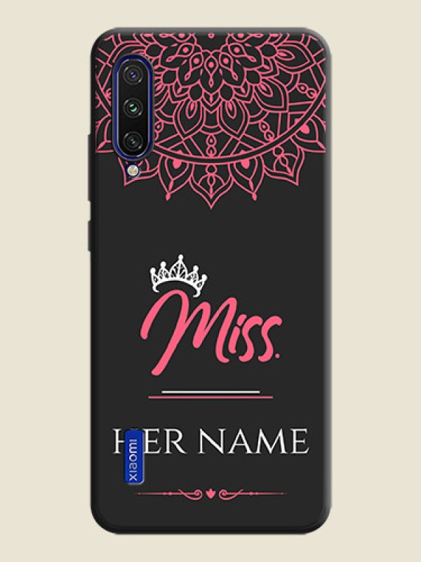 Custom Mrs Name with Floral Design on Space Black Personalized Soft Matte Phone Covers - Mi A3 - alternate view