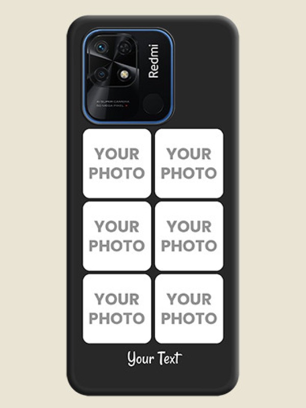 Custom Floral Art with 6 Image Holder on Photo on Space Black Soft Matte Mobile Case - Redmi 10 Power - alternate view