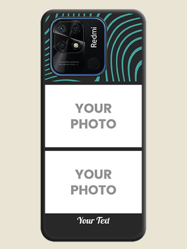 Custom Wave Pattern with 2 Image Holder on Space Black Personalized Soft Matte Phone Covers - Redmi 10 Power - alternate view