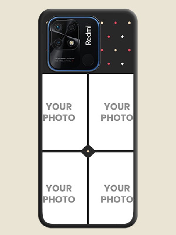 Custom Multicolor Dotted Pattern with 4 Image Holder on Space Black Custom Soft Matte Phone Cases - Redmi 10 Power - alternate view