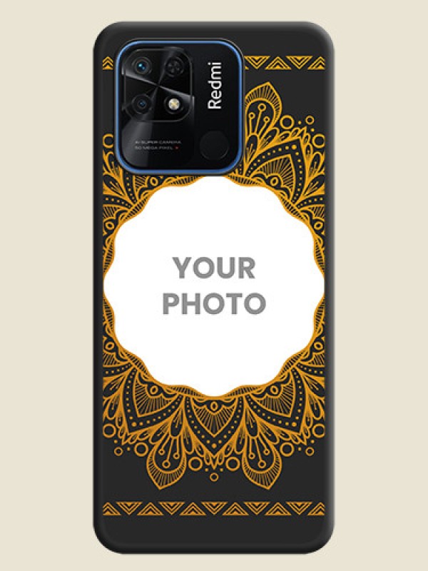 Custom Round Image with Floral Design on Photo on Space Black Soft Matte Mobile Cover - Redmi 10 Power - alternate view