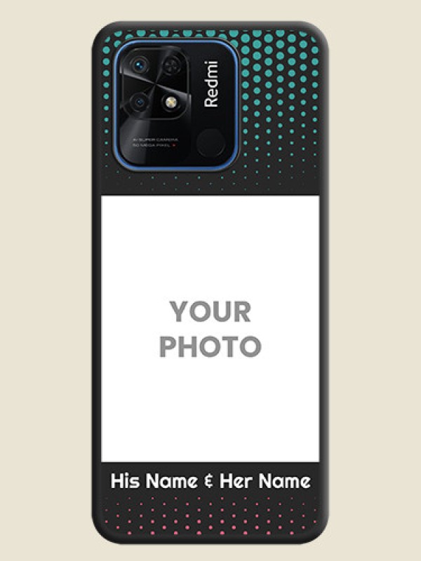 Custom Faded Dots with Grunge Photo Frame and Text on Space Black Custom Soft Matte Phone Cases - Redmi 10 Power - alternate view