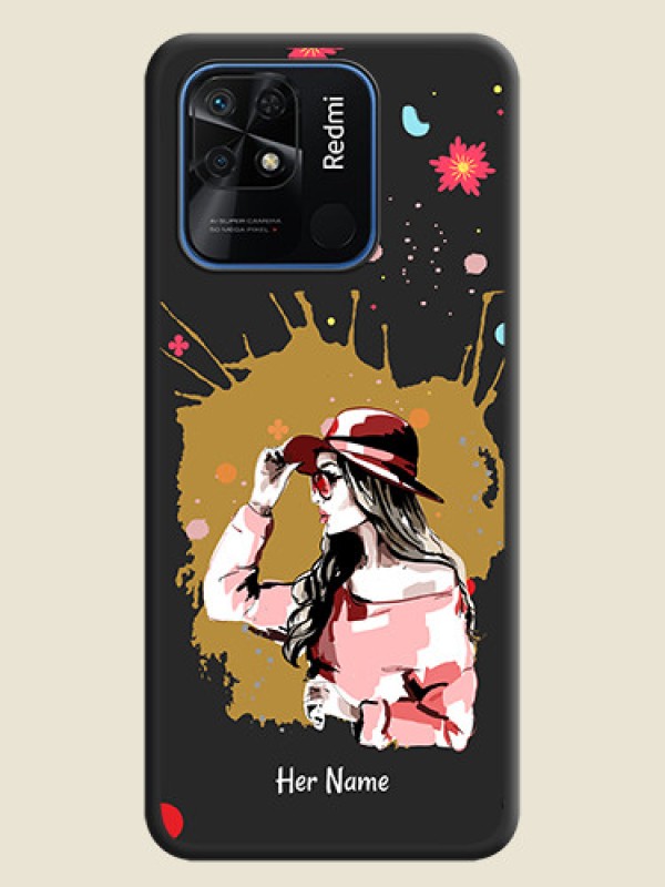 Custom Mordern Lady With Color Splash Background With Custom Text On Space Black Personalized Soft Matte Phone Covers -Xiaomi Redmi 10 Power - alternate view
