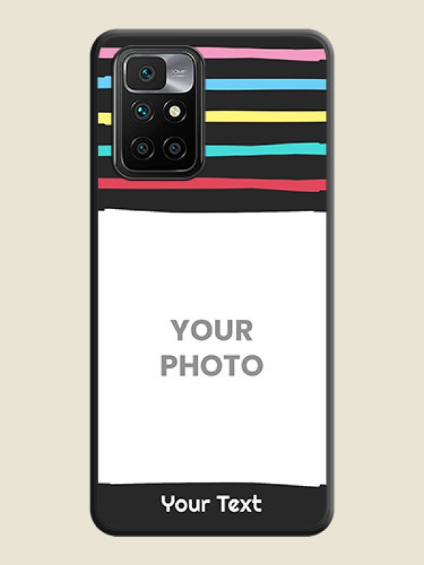 Custom Multicolor Lines with Image on Space Black Personalized Soft Matte Phone Covers - Redmi 10 Prime 2020 - alternate view