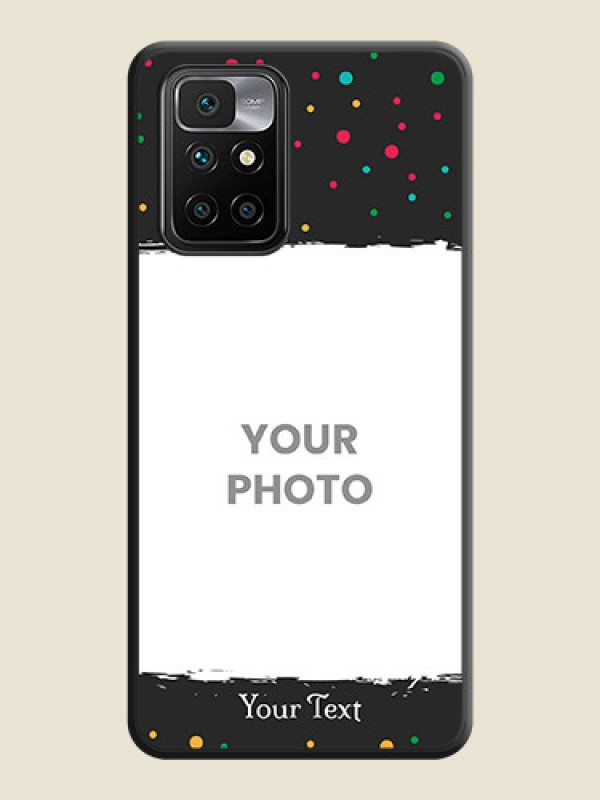 Custom Multicolor Dotted Pattern with Text on Space Black Custom Soft Matte Phone Back Cover - Redmi 10 Prime 2020 - alternate view