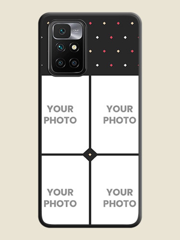 Custom Multicolor Dotted Pattern with 4 Image Holder on Space Black Custom Soft Matte Phone Cases - Redmi 10 Prime 2020 - alternate view