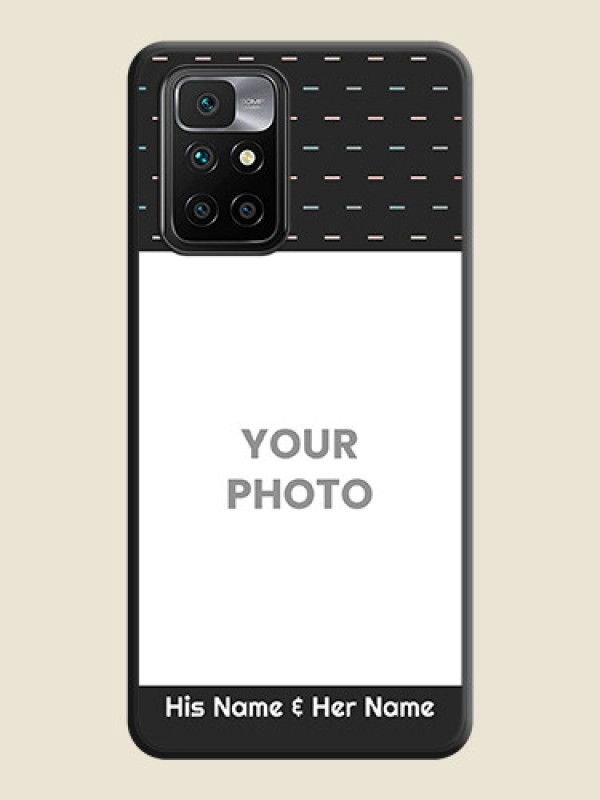 Custom Line Pattern Design with Text on Space Black Custom Soft Matte Phone Back Cover - Redmi 10 Prime 2020 - alternate view