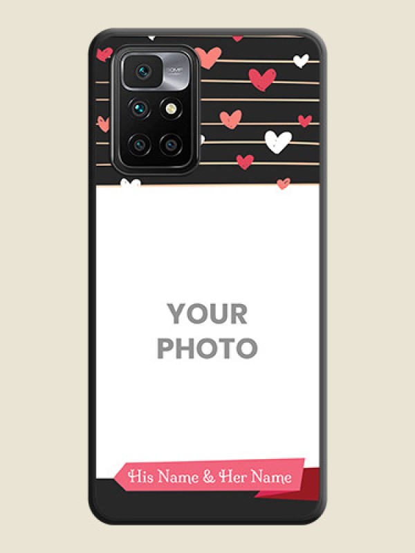 Custom Love Pattern with Name on Pink Ribbon on Photo on Space Black Soft Matte Back Cover - Xiaomi Redmi 10 Prime - alternate view