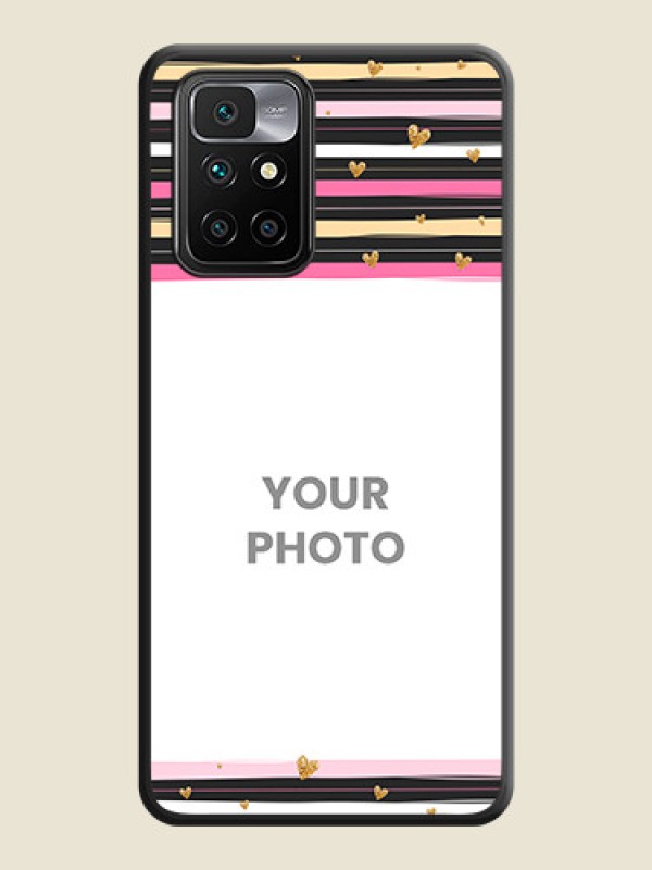 Custom Multicolor Lines and Golden Love Symbols Design on Photo on Space Black Soft Matte Mobile Cover - Xiaomi Redmi 10 Prime - alternate view