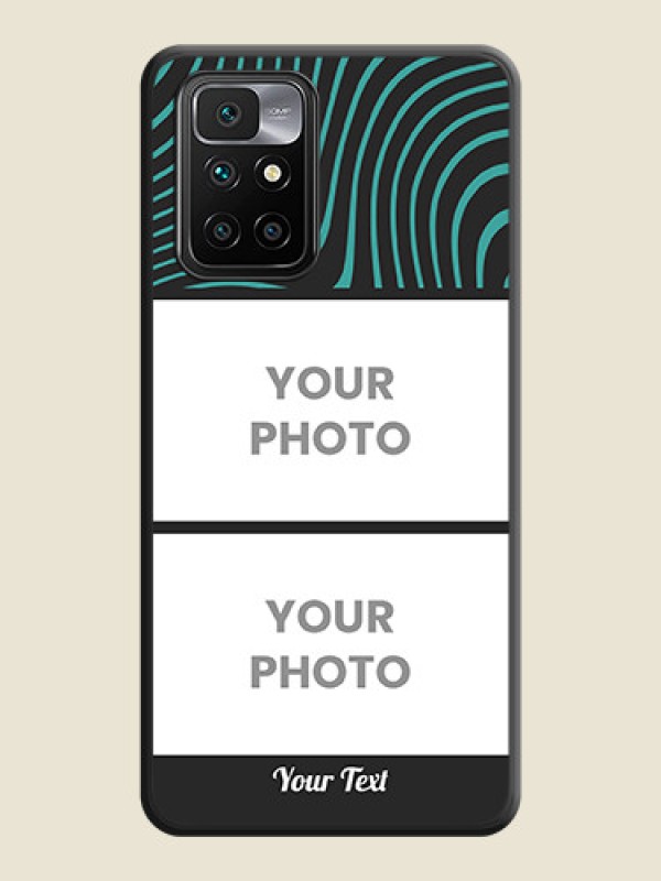Custom Wave Pattern with 2 Image Holder on Space Black Personalized Soft Matte Phone Covers - Xiaomi Redmi 10 Prime - alternate view