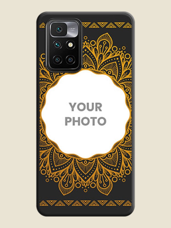 Custom Round Image with Floral Design on Photo on Space Black Soft Matte Mobile Cover - Xiaomi Redmi 10 Prime - alternate view