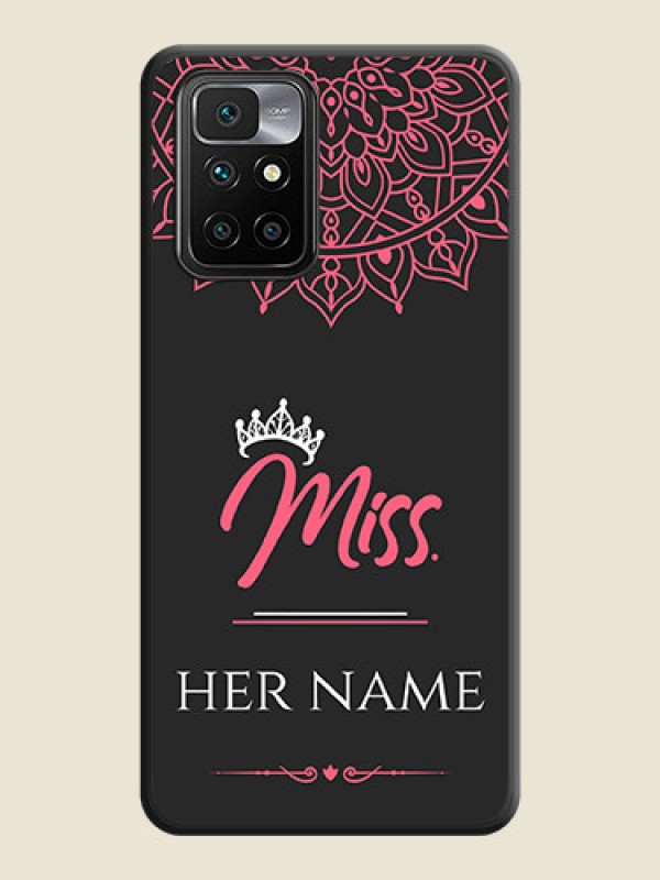 Custom Mrs Name with Floral Design on Space Black Personalized Soft Matte Phone Covers - Xiaomi Redmi 10 Prime - alternate view