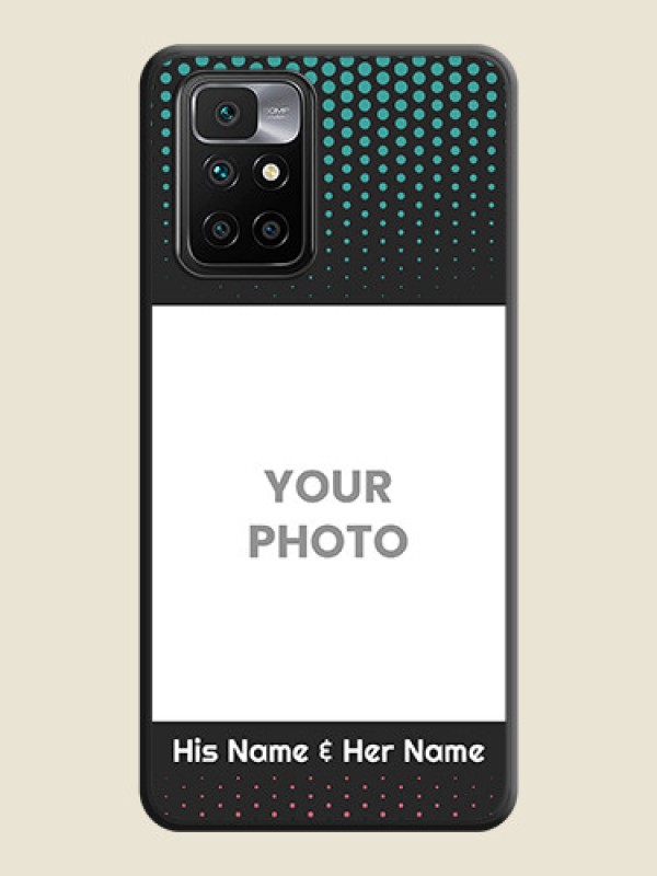 Custom Faded Dots with Grunge Photo Frame and Text on Space Black Custom Soft Matte Phone Cases - Xiaomi Redmi 10 Prime - alternate view