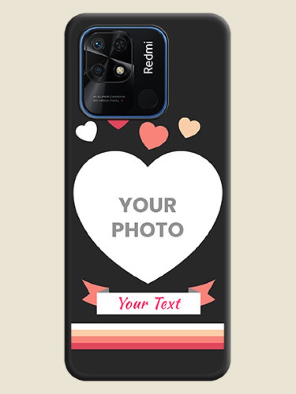 Custom Love Shaped Photo with Colorful Stripes on Personalised Space Black Soft Matte Cases - Redmi 10 - alternate view