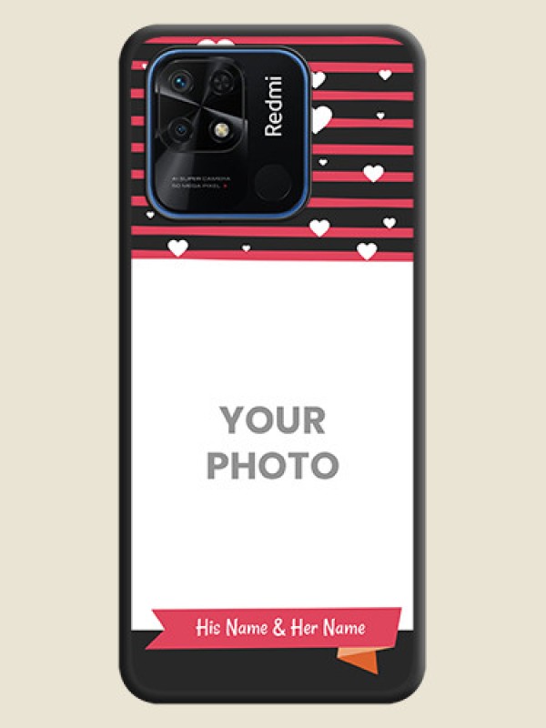 Custom White Color Love Symbols with Pink Lines Pattern on Space Black Custom Soft Matte Phone Cases - Redmi 10 - alternate view
