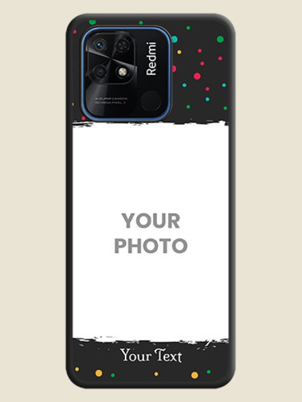 Custom Multicolor Dotted Pattern with Text on Space Black Custom Soft Matte Phone Back Cover - Redmi 10 - alternate view